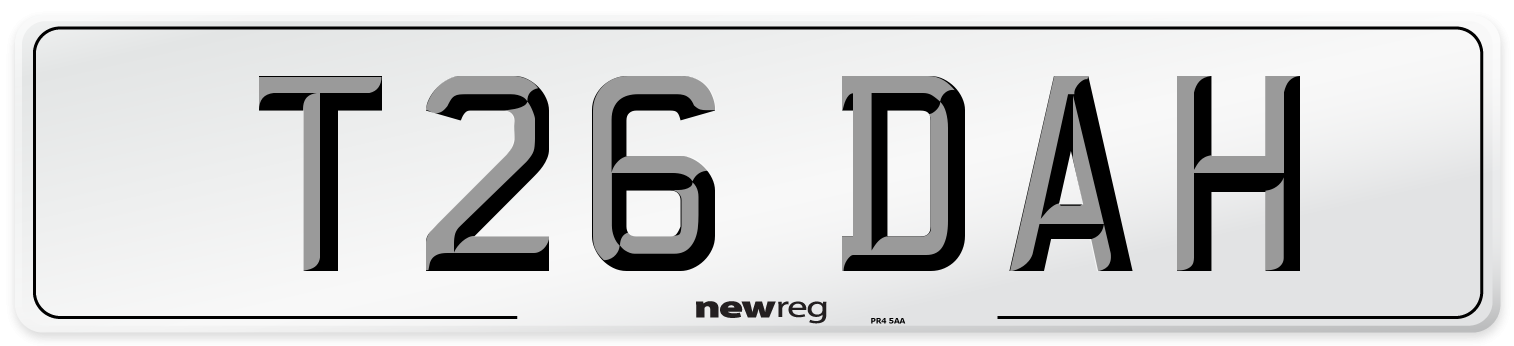 T26 DAH Number Plate from New Reg